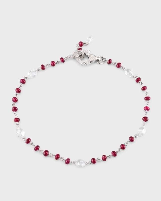 18K White Gold Ruby and Diamond Tennis Bracelet